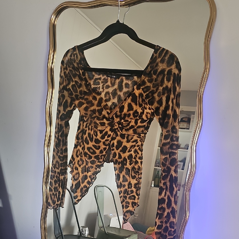Leopard Print Long Sleeve Women's Top